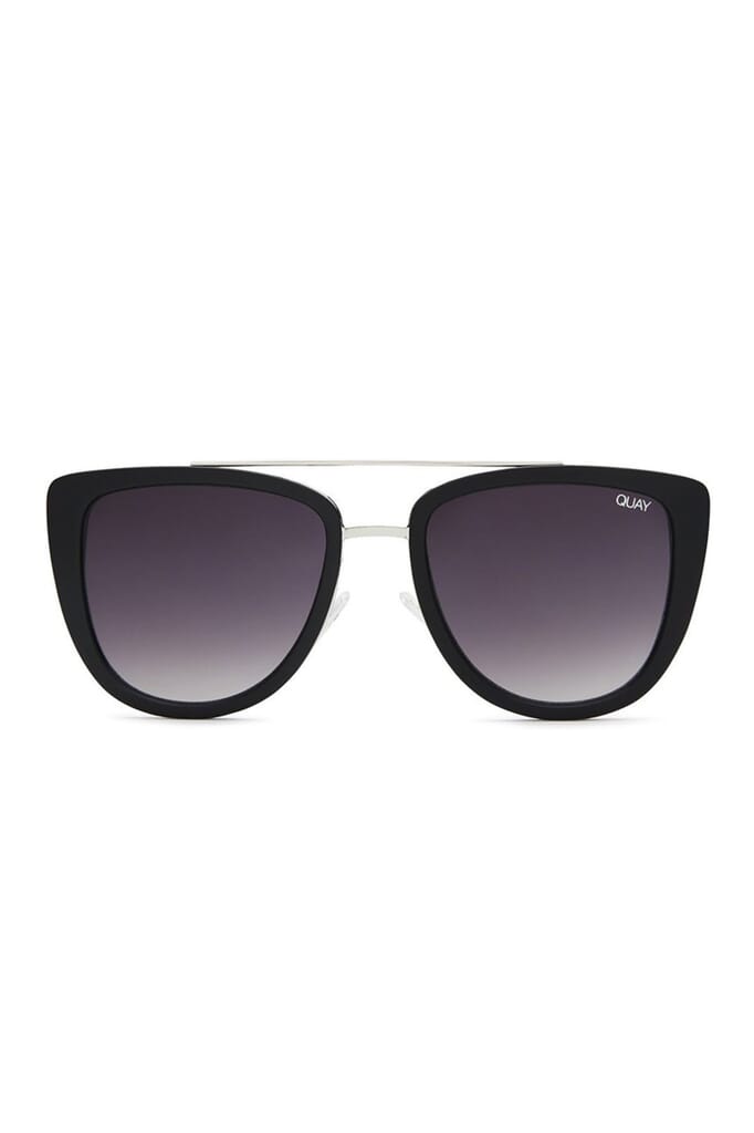 Quay Australia French Kiss 55mm Cat Eye Sunglasses in Black/Smoke Lens