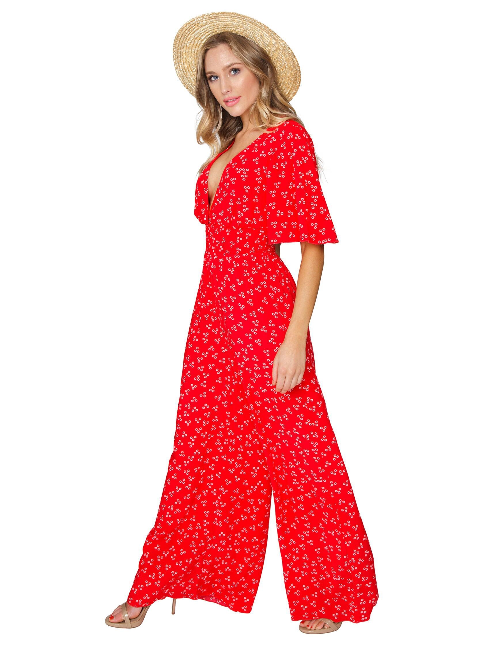 Finders Keepers Frida Pantsuit In Red Ditsy Doo Fashionpass 