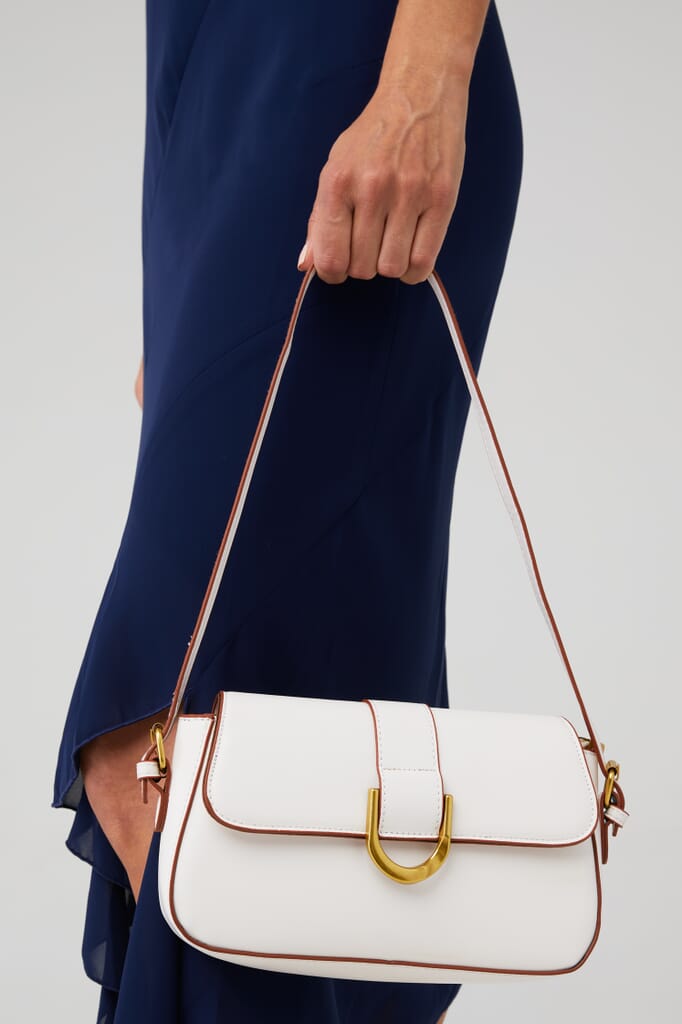 8 Other Reasons Gold Trim Handbag in Cream FashionPass