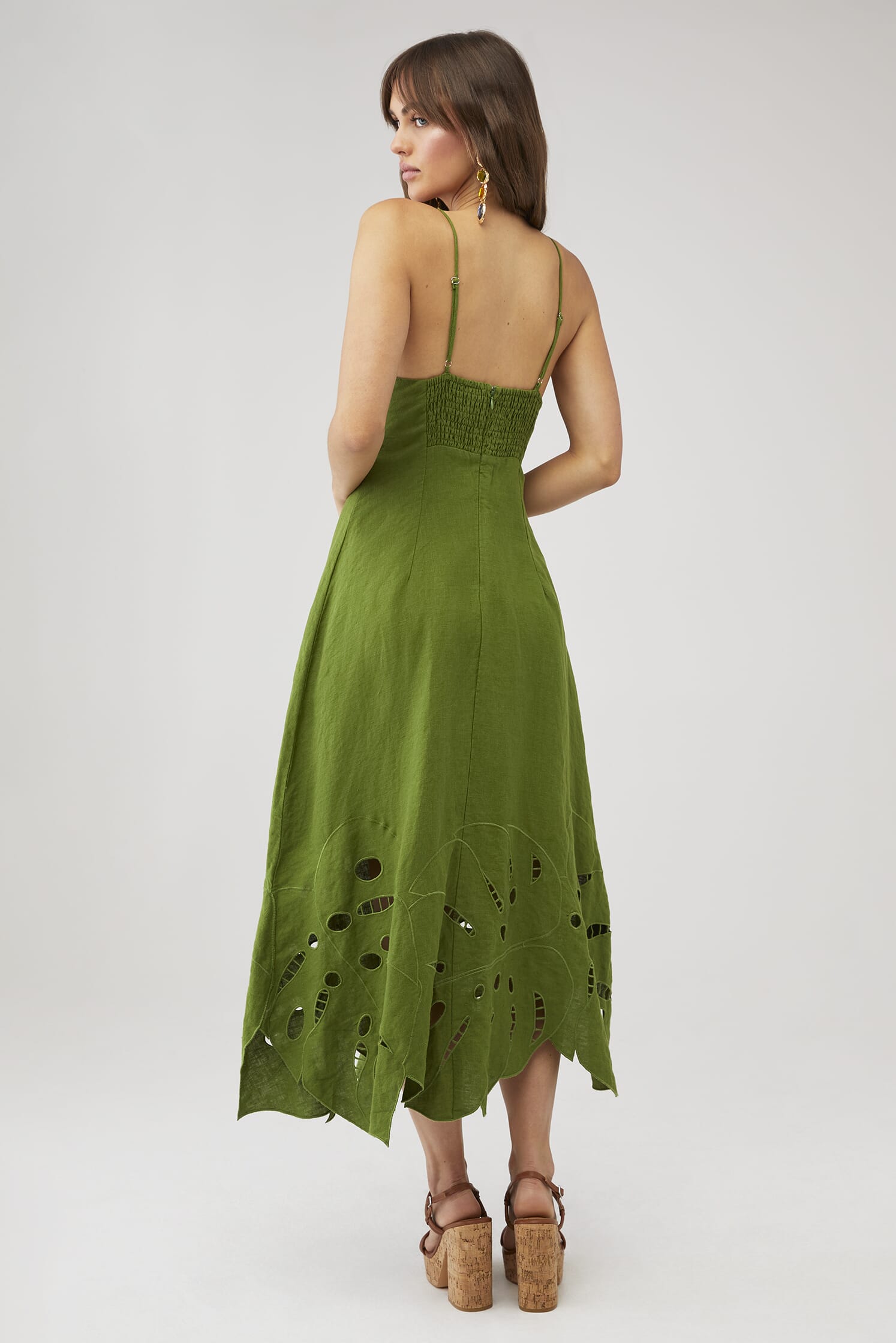 slim fit dress slacks Light Green Butterfly Cut-Out Midi Dress – FARM Rio main image 1