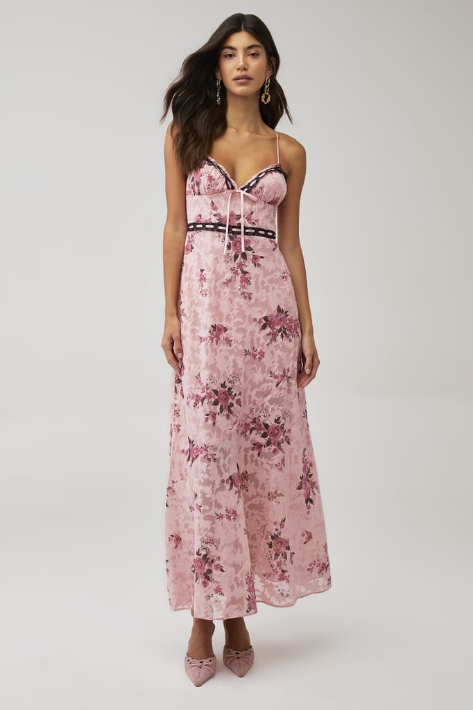 For Love & Lemons | Guinevere Maxi Dress in Pink| FashionPass
