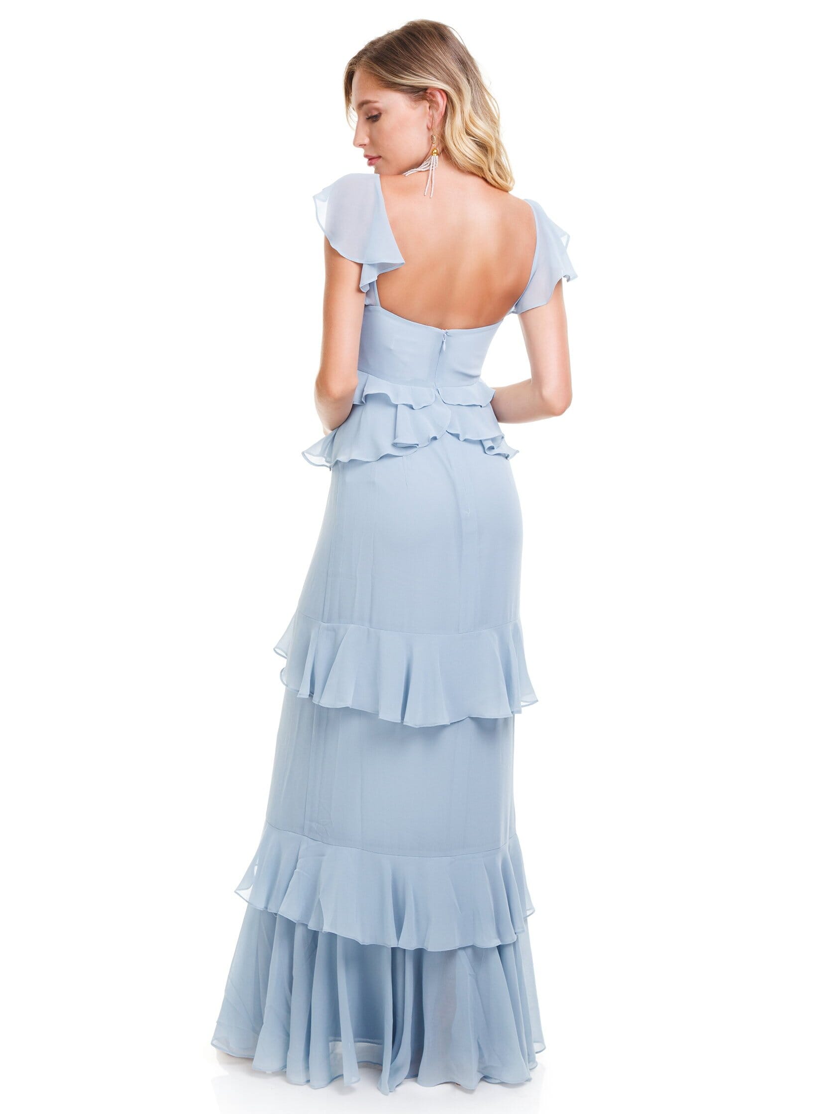 WAYF | Gwyneth Ruffle Maxi Dress in Blue Cloud| FashionPass