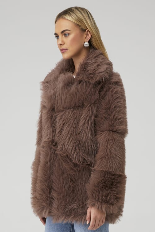 Leopard Faux Fur Stardust Knee-Length Coat - Fabulous-Furs