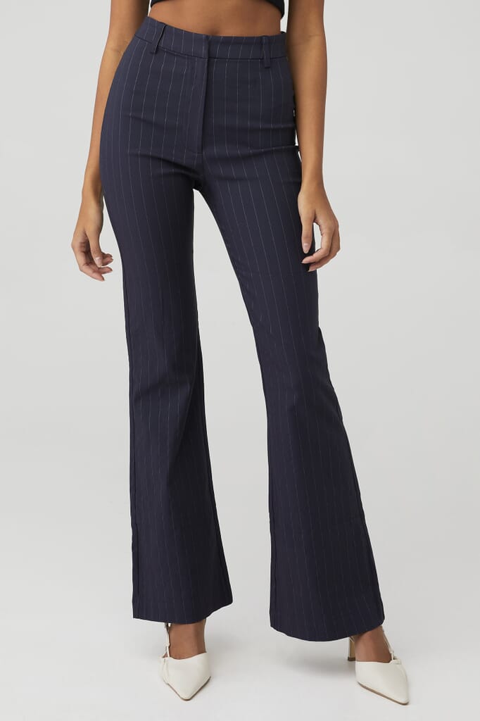 Bardot Halifax Pinstripe Flare Pant in Navy Pinstripe FashionPass — free download