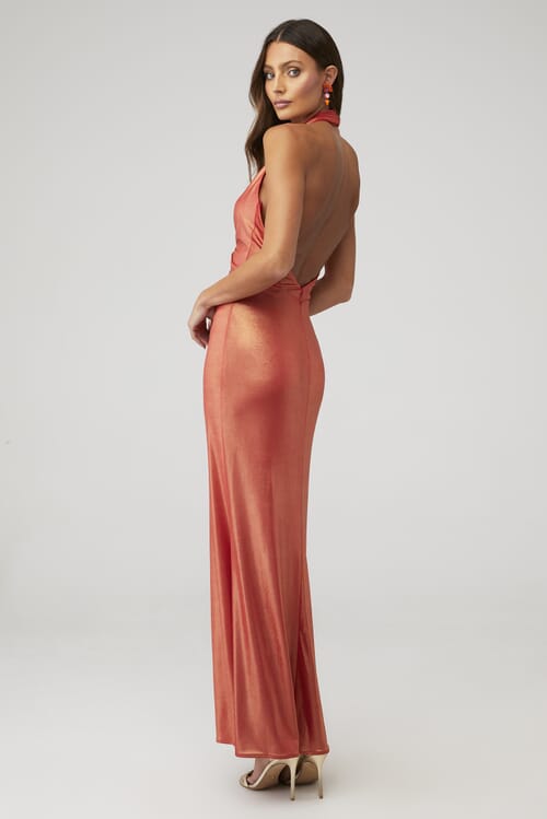 Niali | X Fashionpass Halter Gown in Orange| FashionPass Niali | X Fashionpass Halter Gown in Orange| FashionPass
