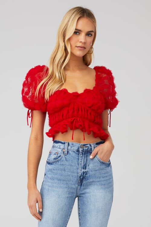 For Love & Lemons | Hannah Crop Top in Red| FashionPass