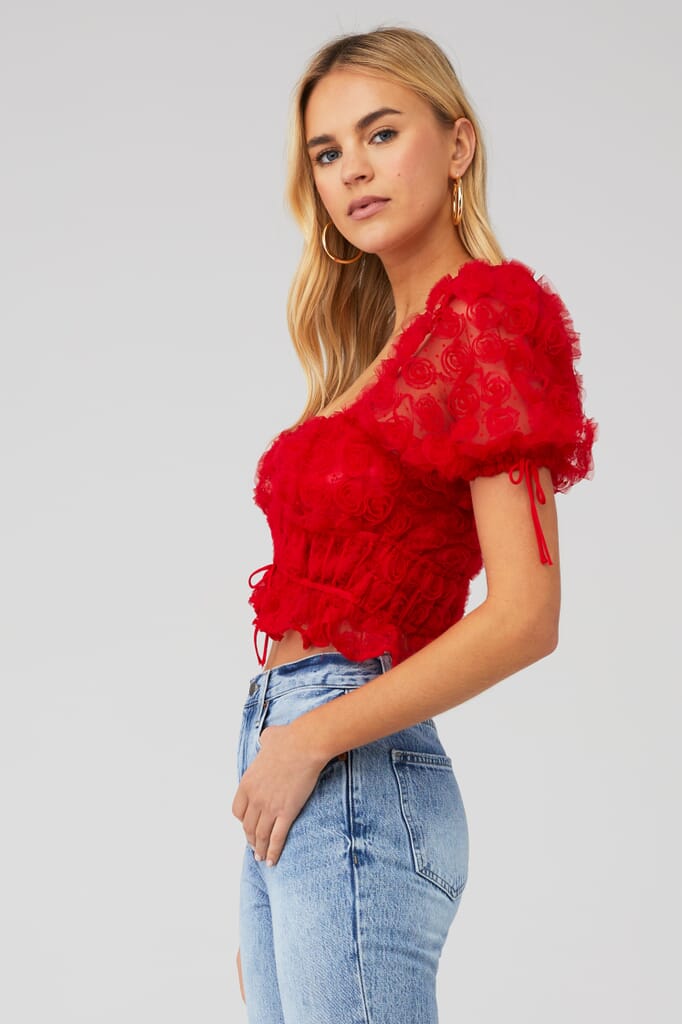 Red Lace Crop Top 