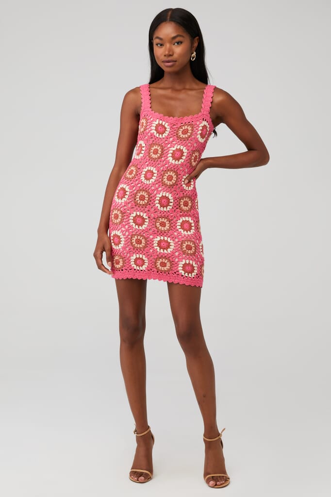 MINKPINK | Harlow Crochet Mini Dress in Multi| FashionPass