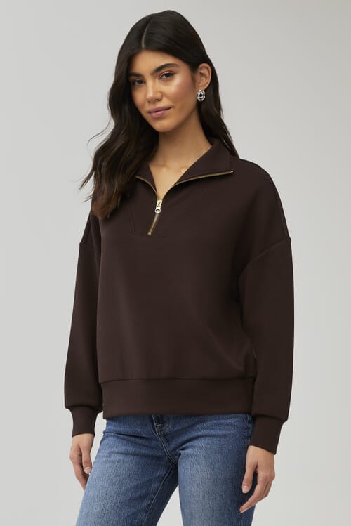 Varley | Hawley Half Zip Sweat in Coffee Bean| FashionPass