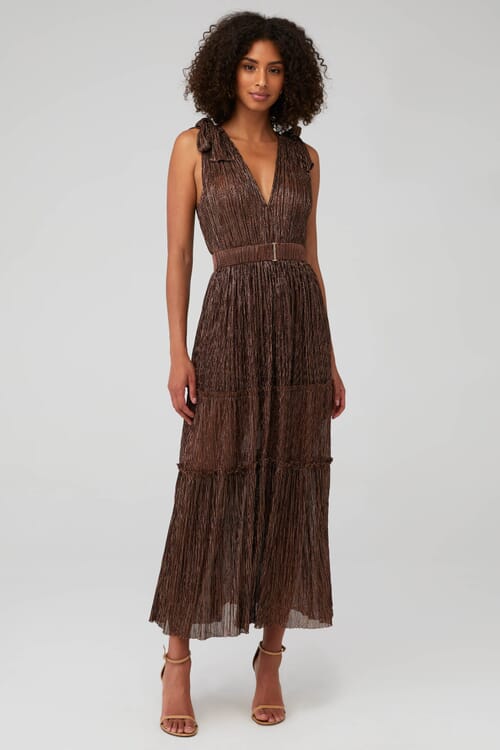 ボストニアン　バーガンディ　美品 SABINA MUSAYEV | Helena Dress in Bronze| FashionPass