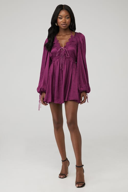 For Love Lemons Henley Mini Dress in Purple FashionPass