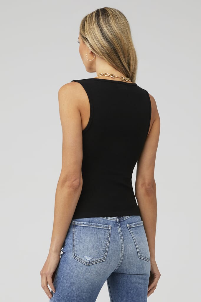 Good American | Heritage Ribbed Scoop Tank Top in Black| FashionPass