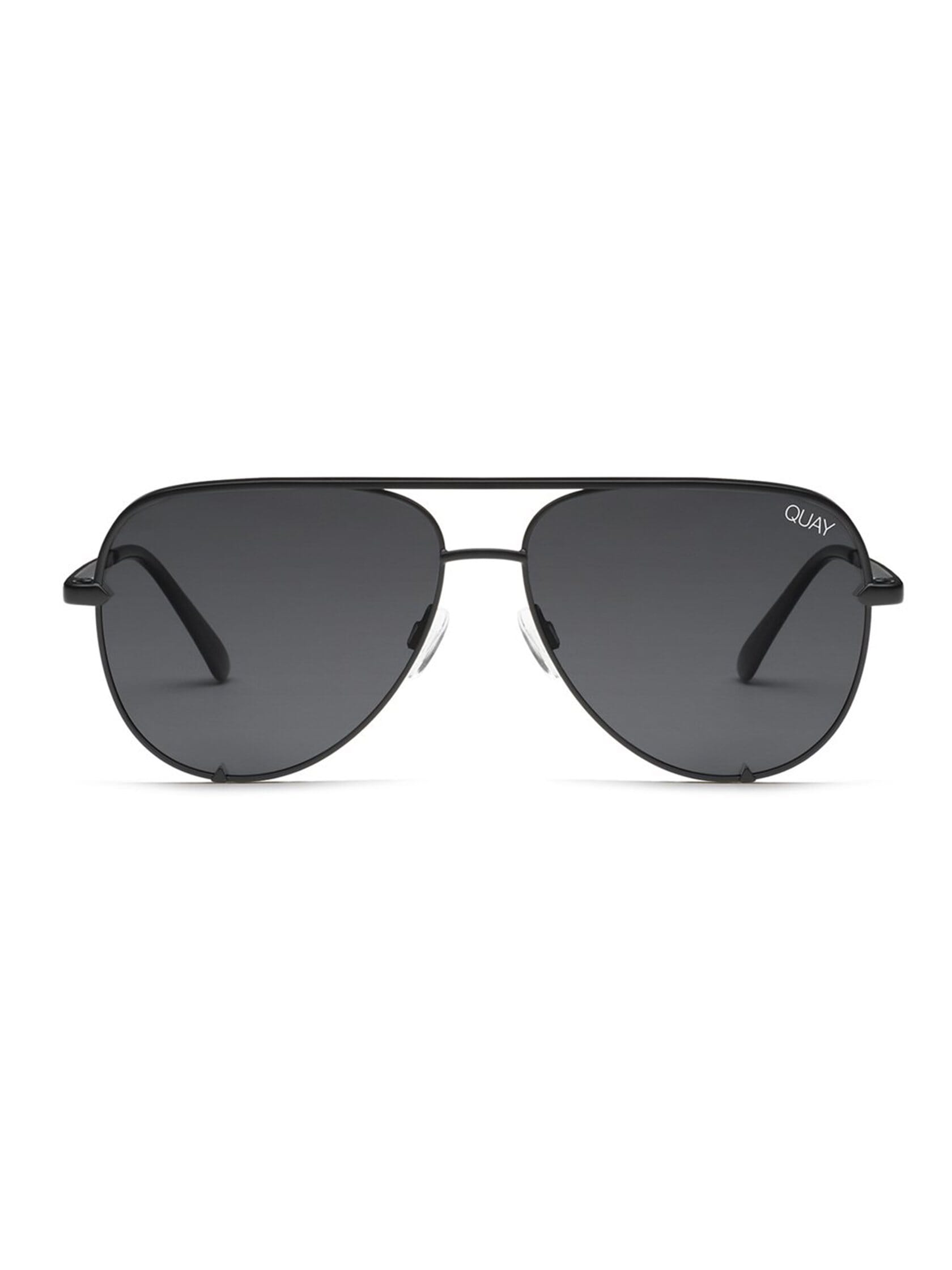 Quay Australia High Key Mini 57mm Aviator Sunglasses (Polarized) in Black/Smoke