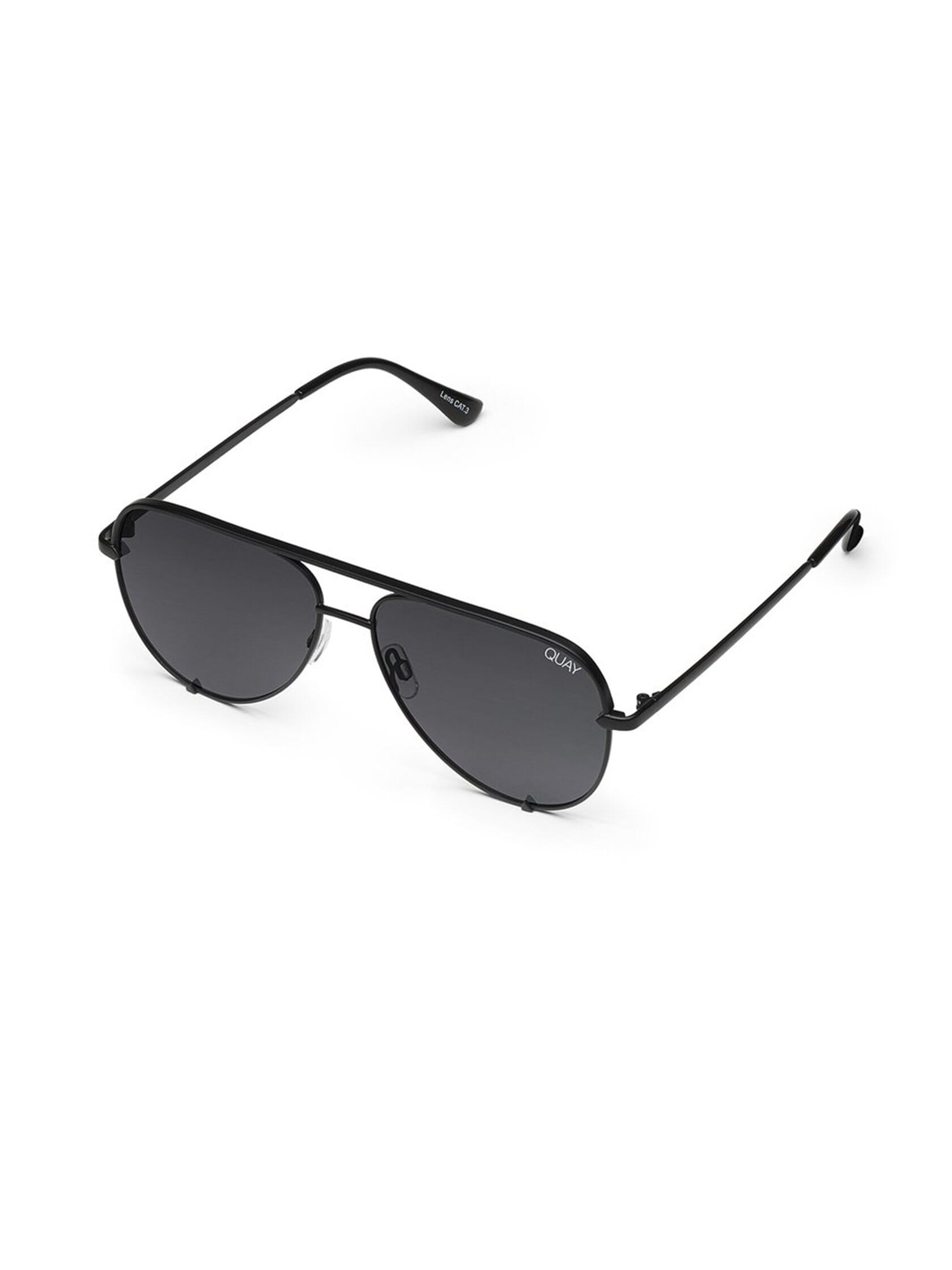 Quay Australia High Key Mini 57mm Aviator Sunglasses (Polarized) in Black/Smoke