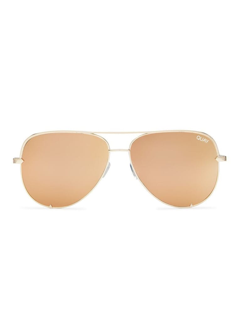 Quay Australia High Key Mini 57mm Aviator Sunglasses in Gold/Gold