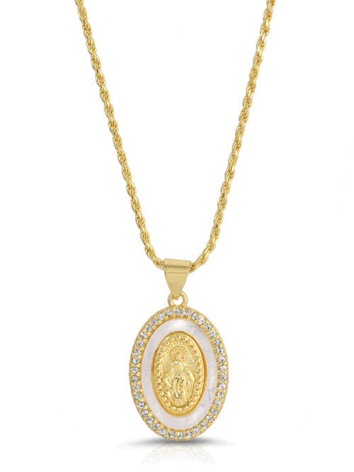 Joy Dravecky Holy Mor Mary Necklace in Gold FashionPass