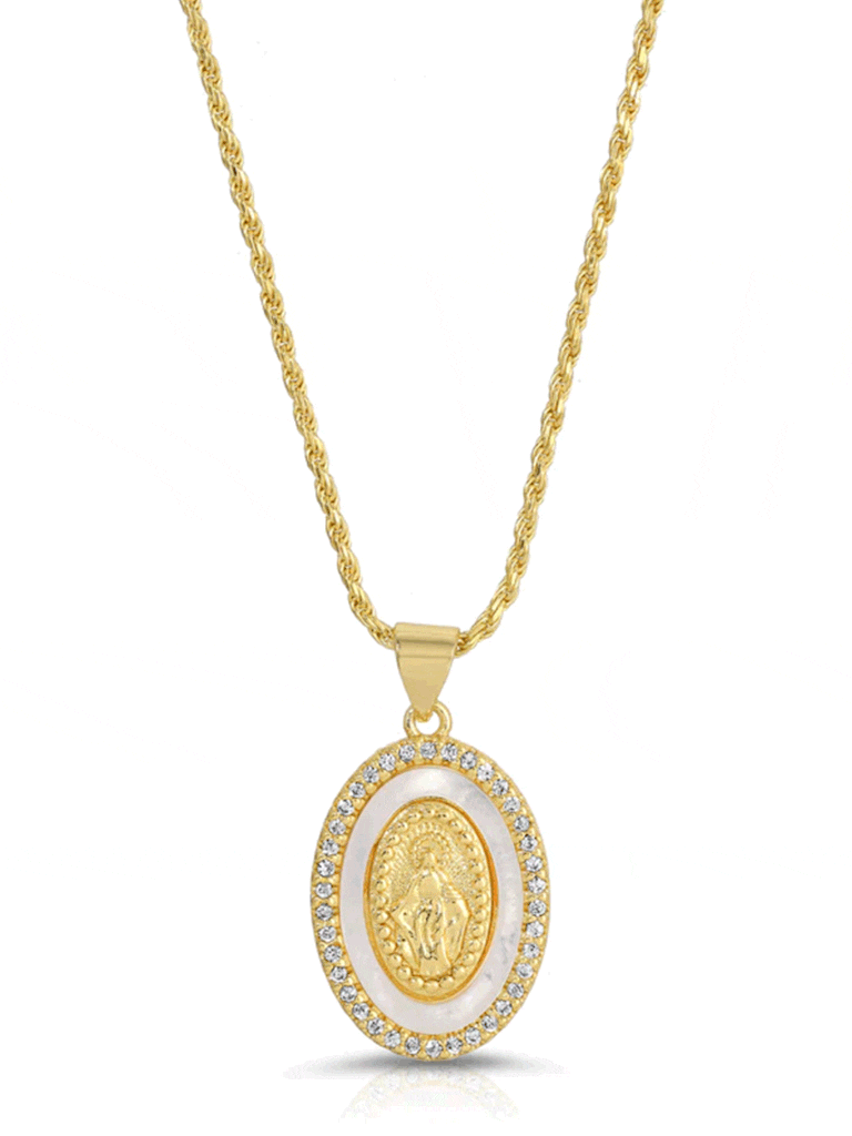 Joy Dravecky Holy Mor Mary Necklace in Gold FashionPass