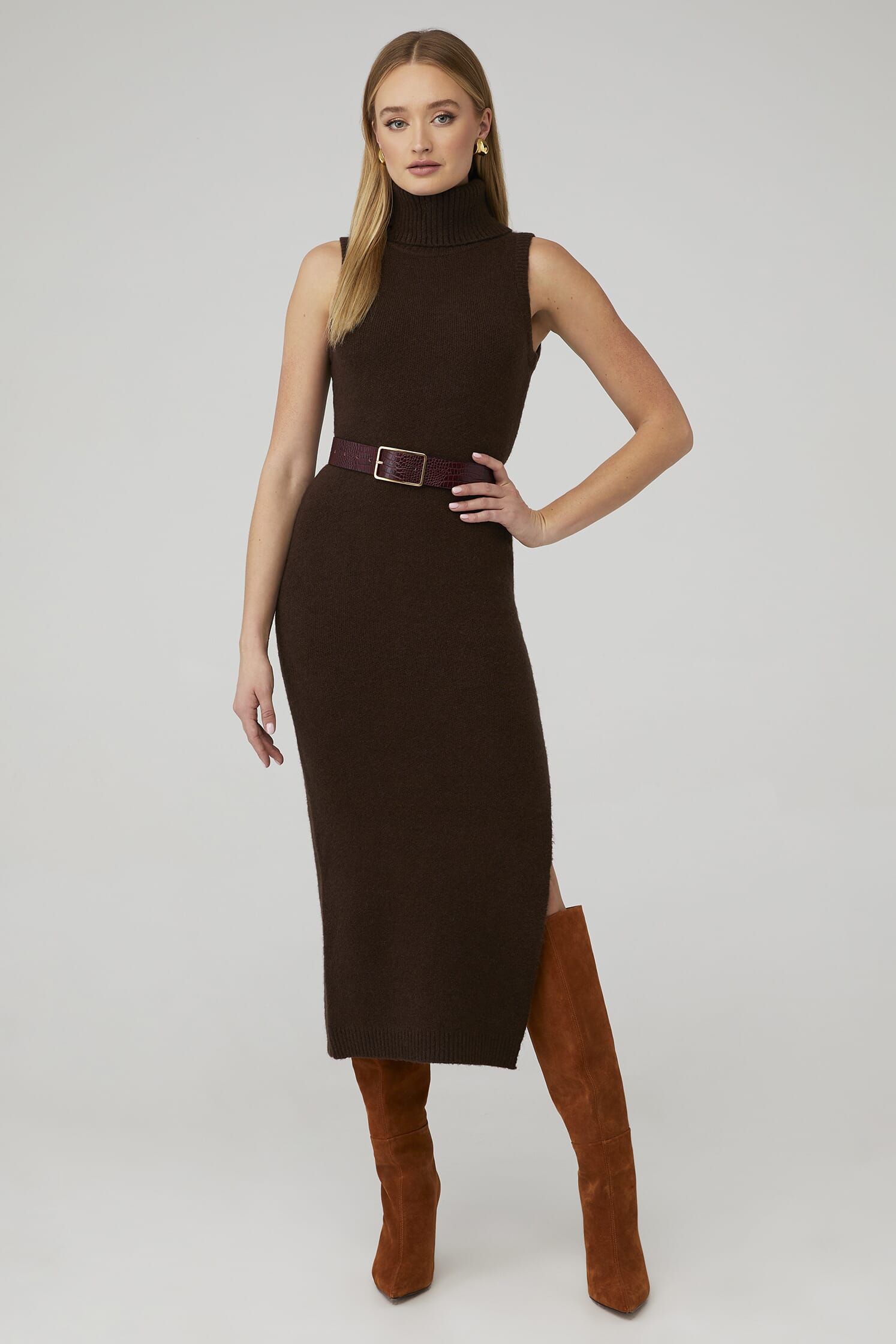 ASTR | Irina Sweater Dress in Brown| FashionPass