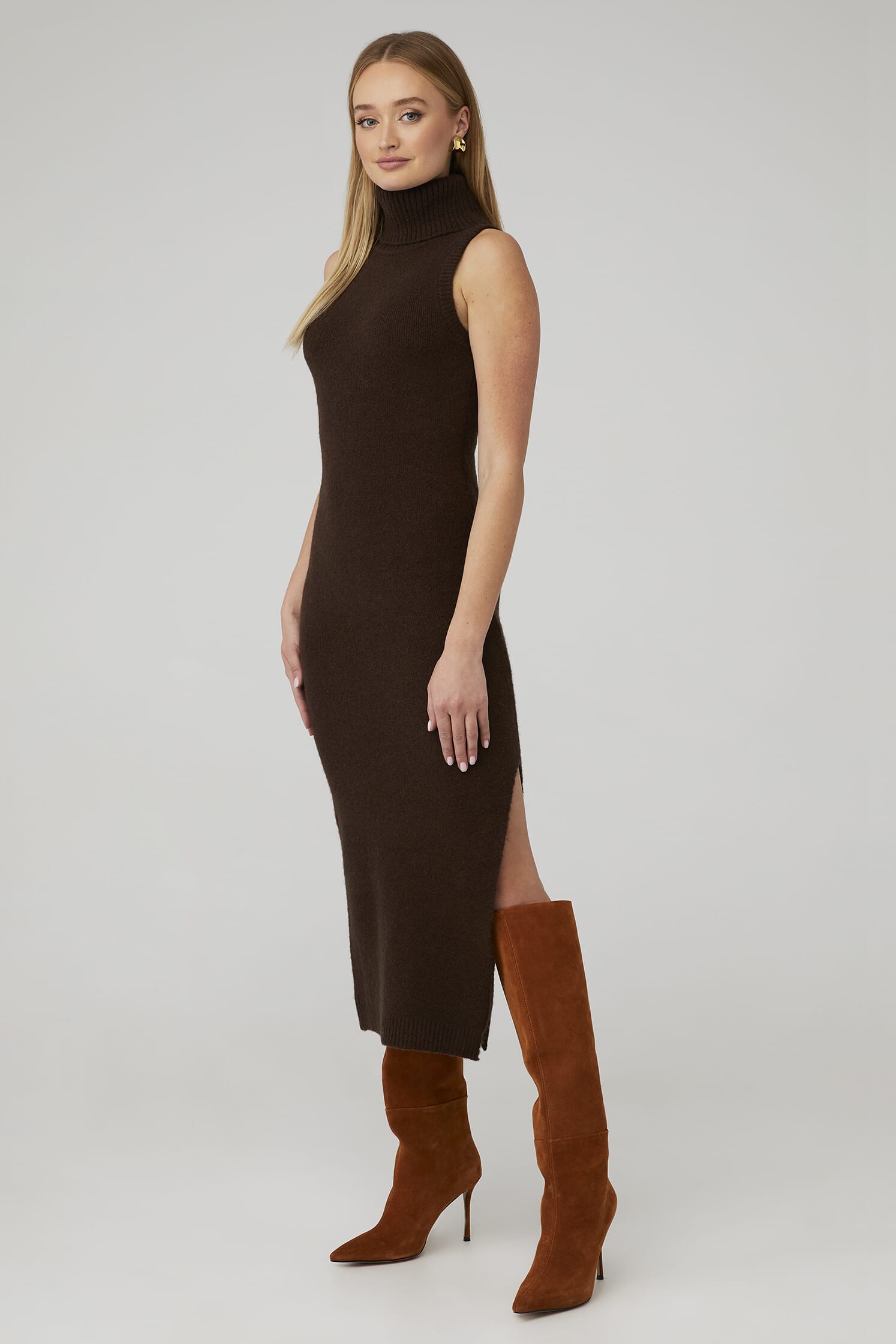 Dress Party Midi By Astr In Brown, Size: S