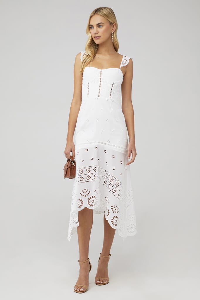 Karina Grimaldi | Irma Eyelet Maxi Dress in White | FashionPass