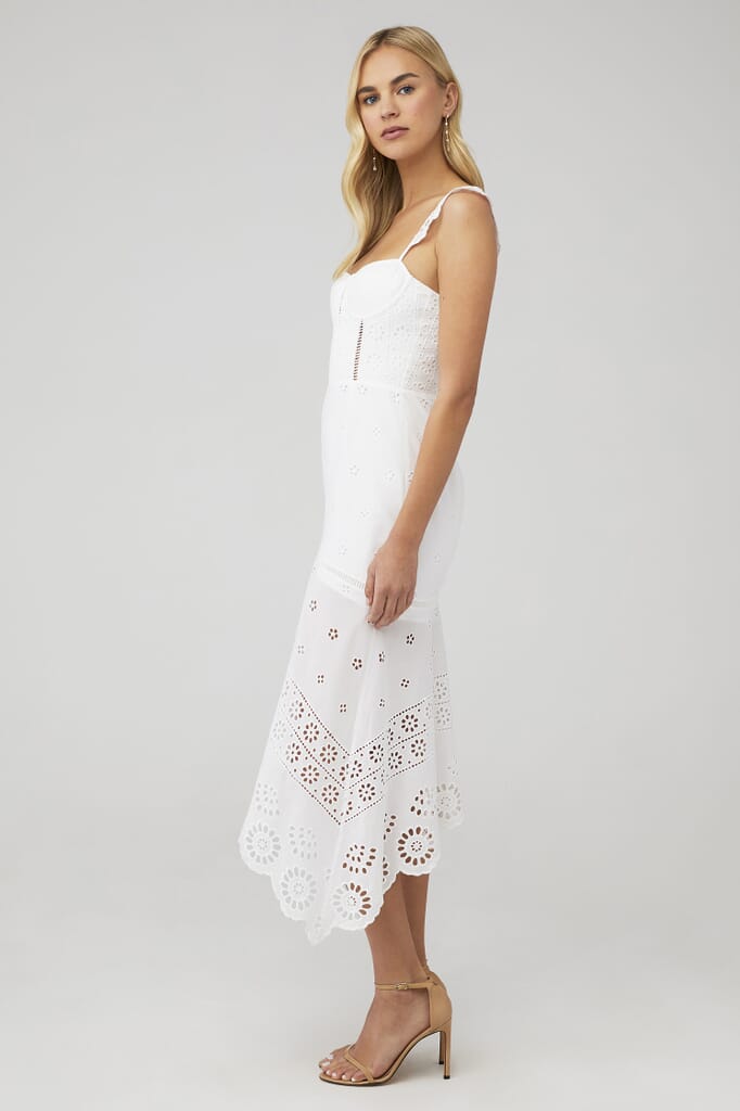 Karina Grimaldi | Irma Eyelet Maxi Dress in White | FashionPass