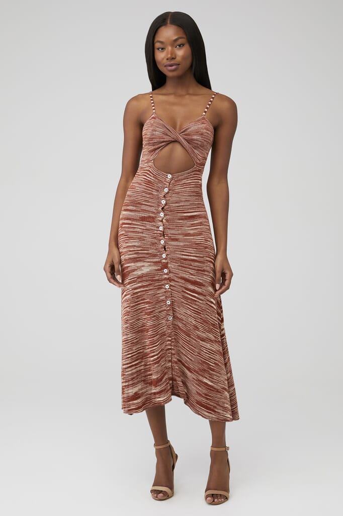 For love lemons isabela midi dress in brown fashionpass