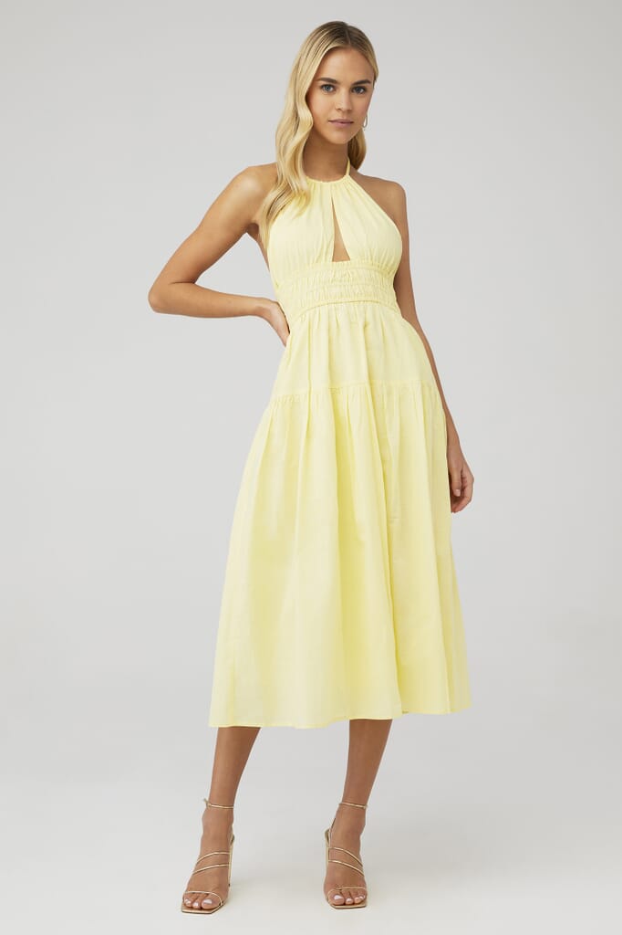 MINKPINK X Fashionpass Isabelli Midi Dress in Buttercream FashionPass