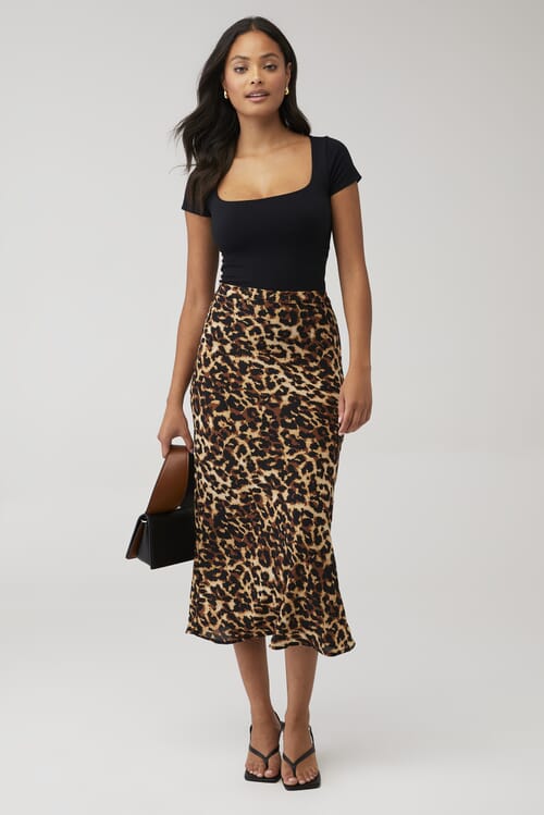 Bardot mayah fashion leopard print slip skirt