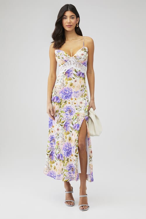 パーティードレス Flora Print Cotton Midi Dress Kay Unger Jordana Floral Print Mikado Belted Midi Dress in