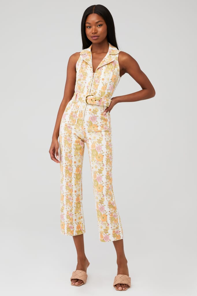 Show Me Your Mumu  Jacksonville Cropped Jumpsuit in Groovy Blooms
