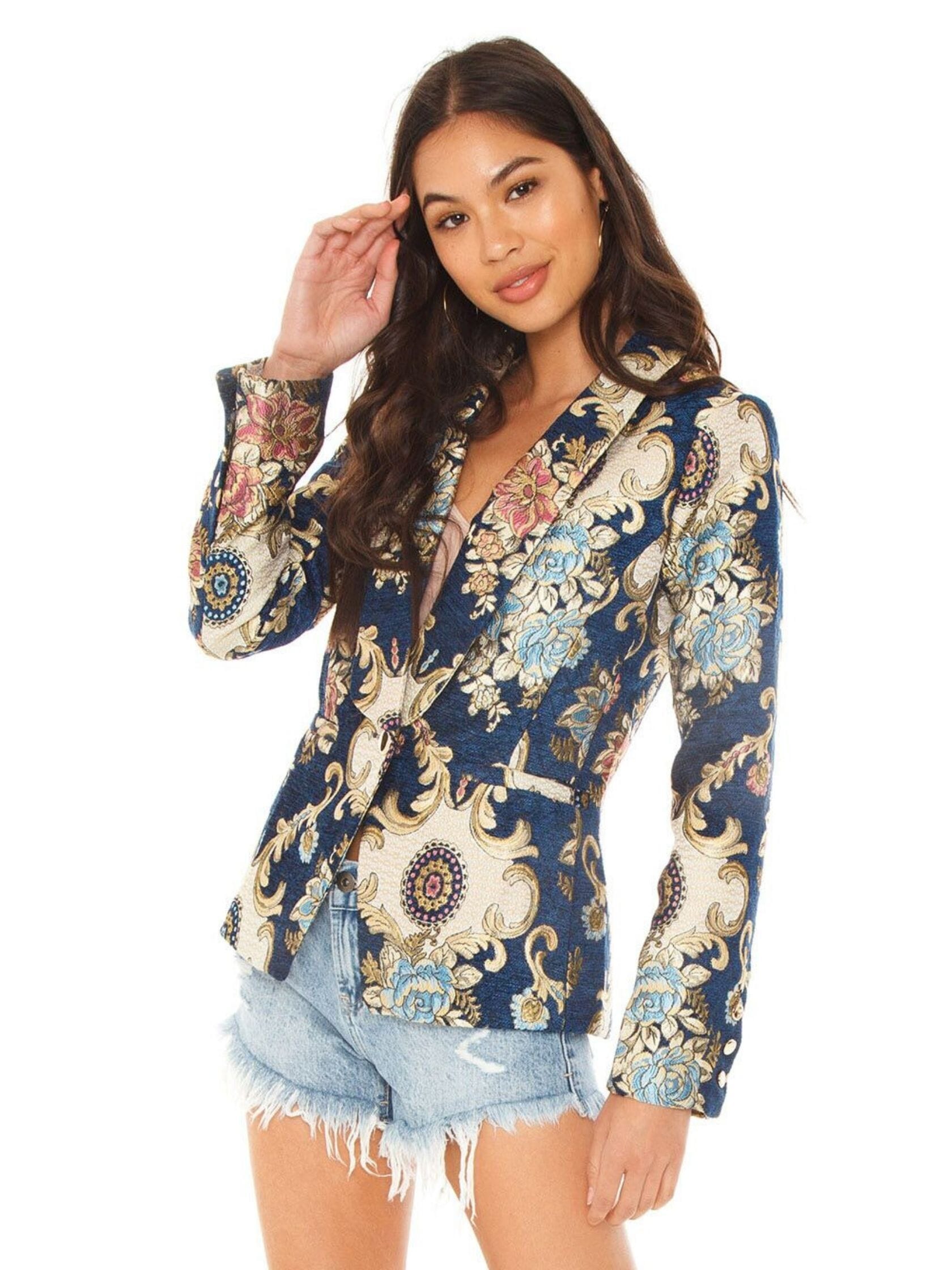 Moon River Jacquard Jacket in Vintage Jacquard FashionPass