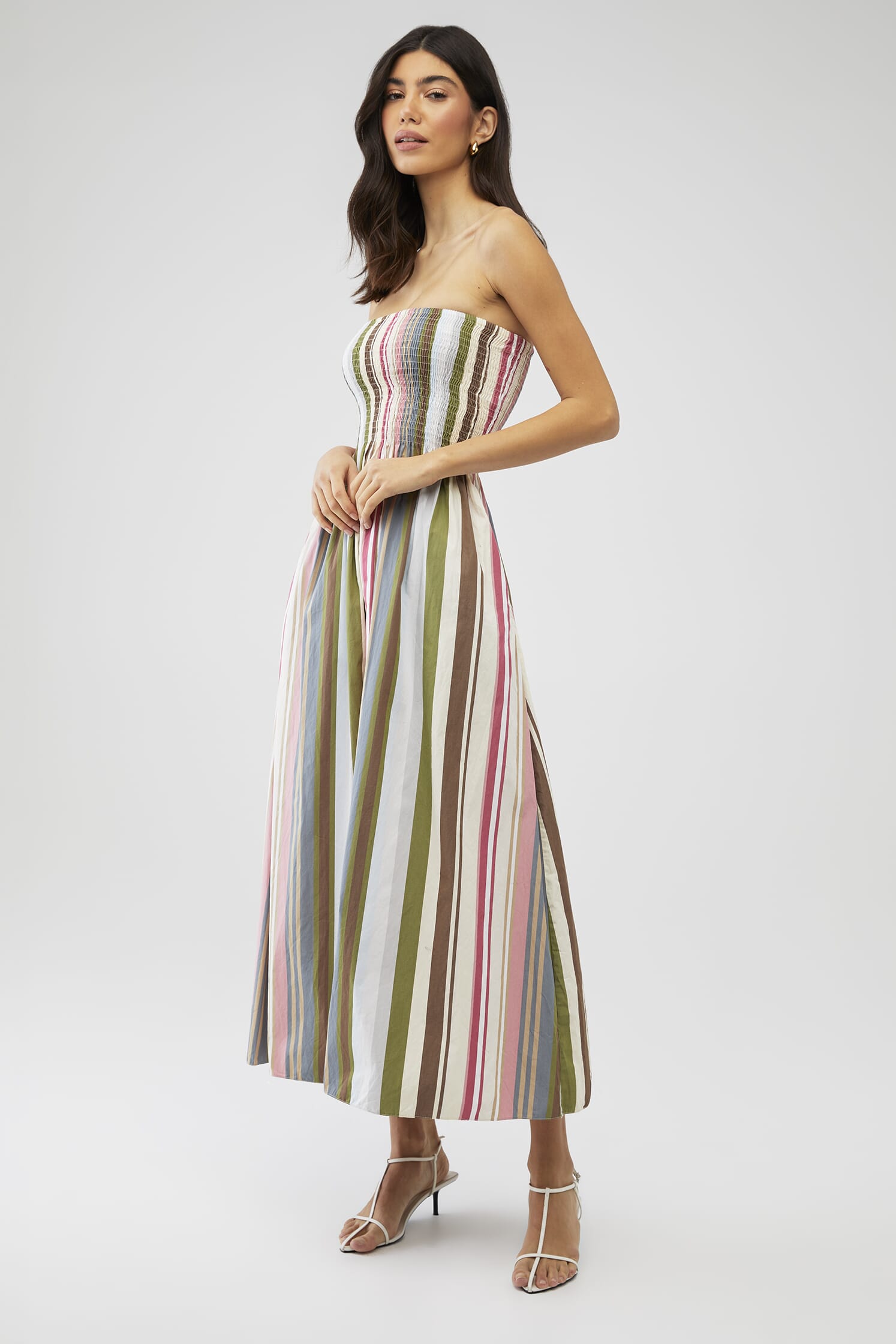 FAITHFULL THE BRAND | Jamie Midi Dress in Meleu Stripe-Multi | FashionPass