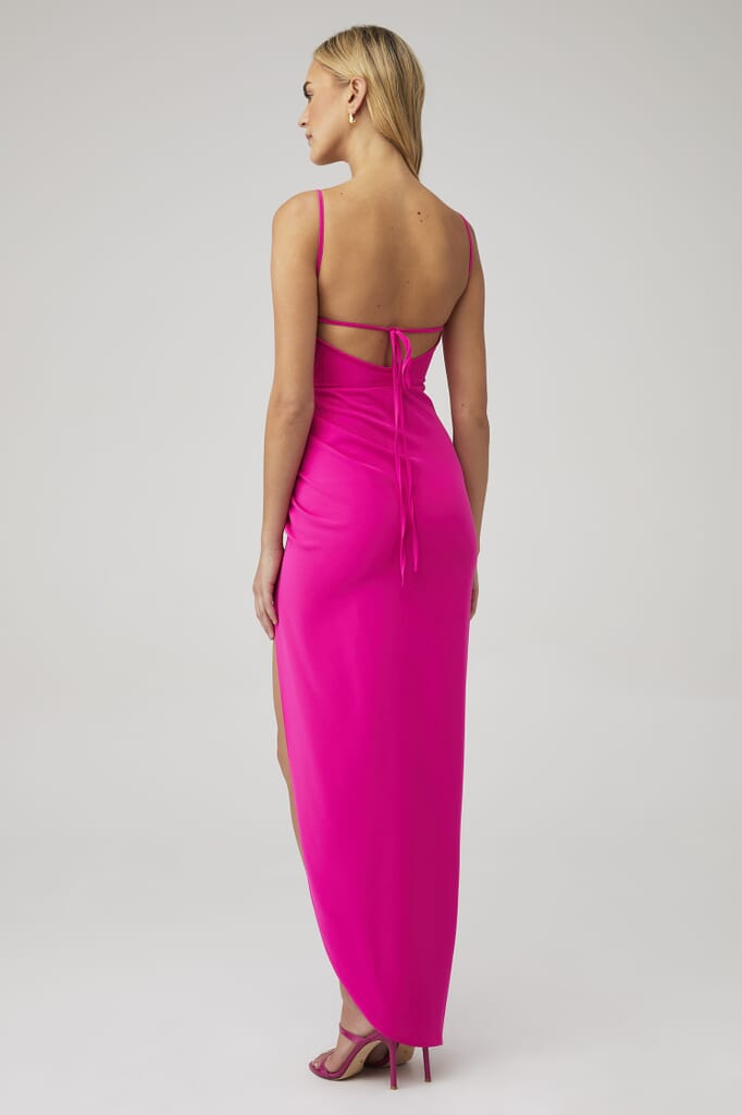 chinese dress ladies Amanda Uprichard Amalia Silk Gown in Hot Pink