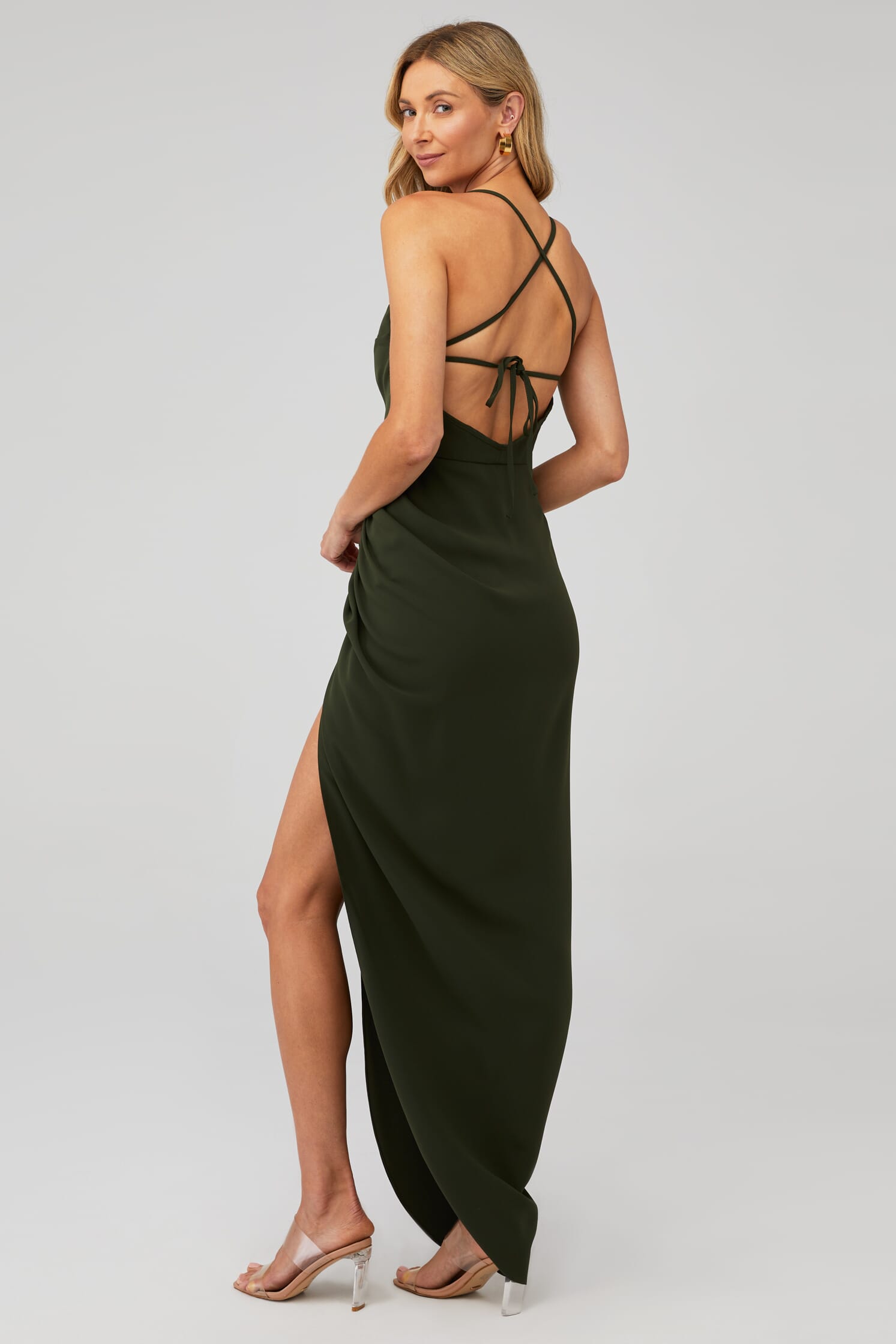 amanda uprichard green maxi dresses Amanda Uprichard Women's Silk Strapless Midi-Dress - Dark Green