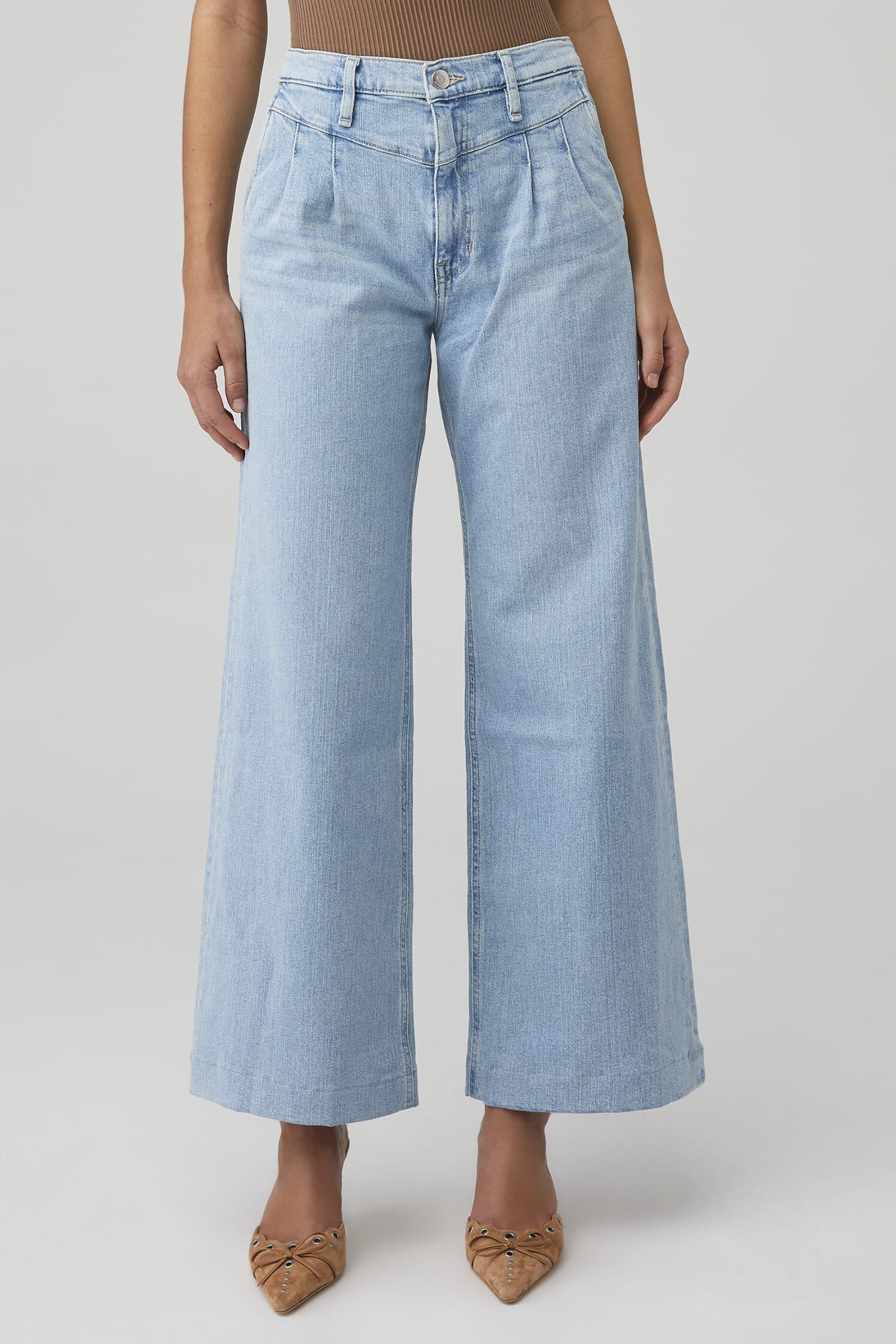 Hudson Jeans Jodie Pleated Front Yoke Wide Leg Jean in Carousel
