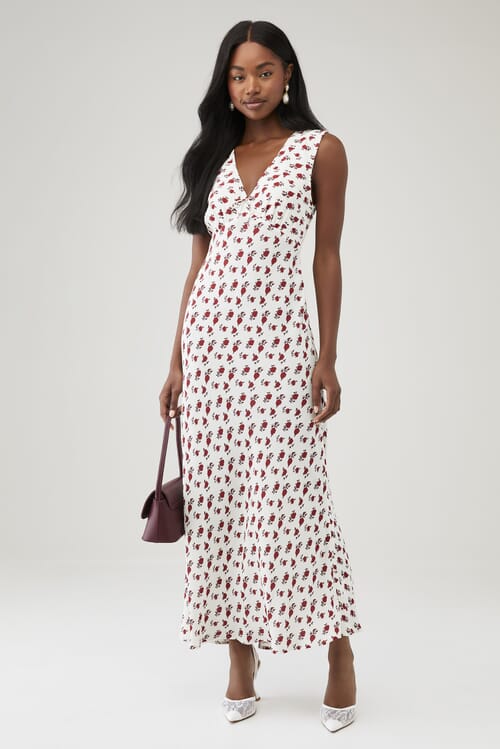 ワンピース Rest & Recreation HOOD MAXI DRESS 5BNY488 Persia White One Shoulder Side Split Ruched Maxi Dress