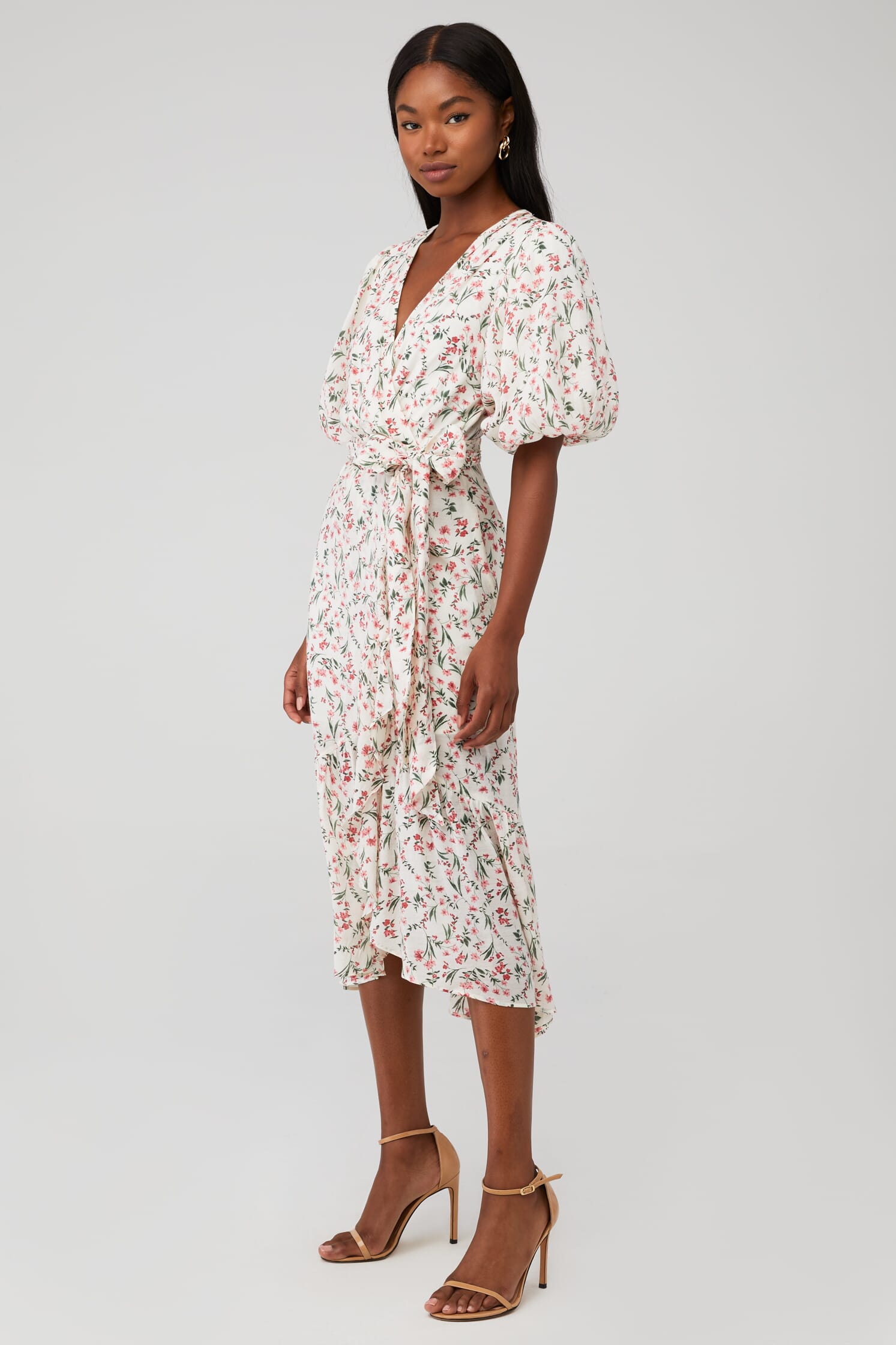 MINKPINK | Kacey Puff Sleeve Midi Dress in Multi| FashionPass
