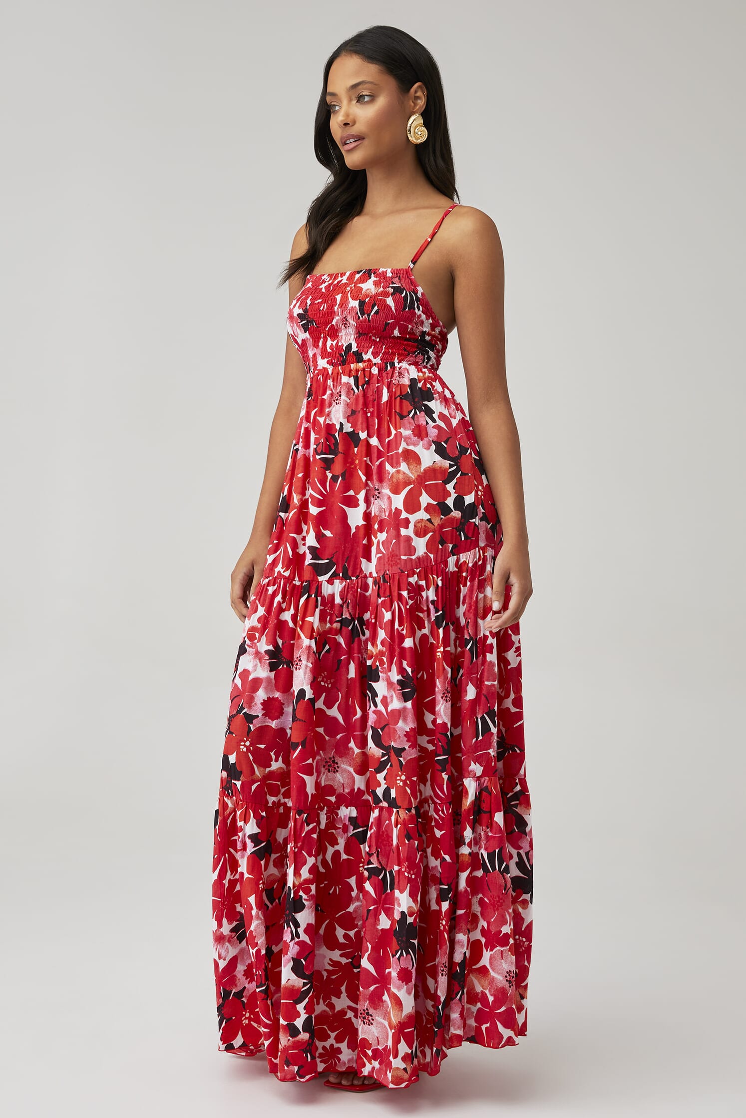 hawaii bridesmaid dresses Loradia | Cream Satin Round-Neck Maxi Dress With Cape-Sleeves And Pleated-Skirt