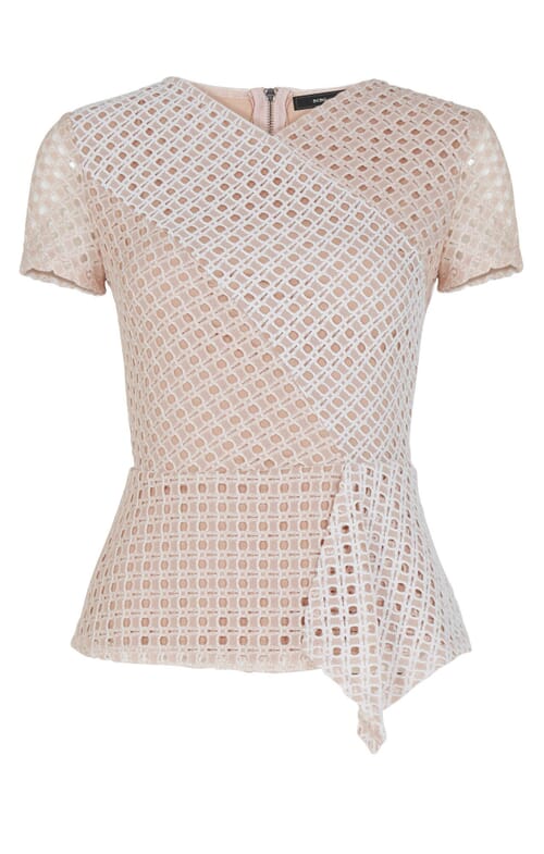 bcbg lace peplum top