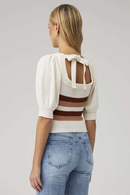 トップス Knit Stripe Tops CIDER Knitted Zebra Stripe Sleeveless Crop Top: Black, L at Amazon