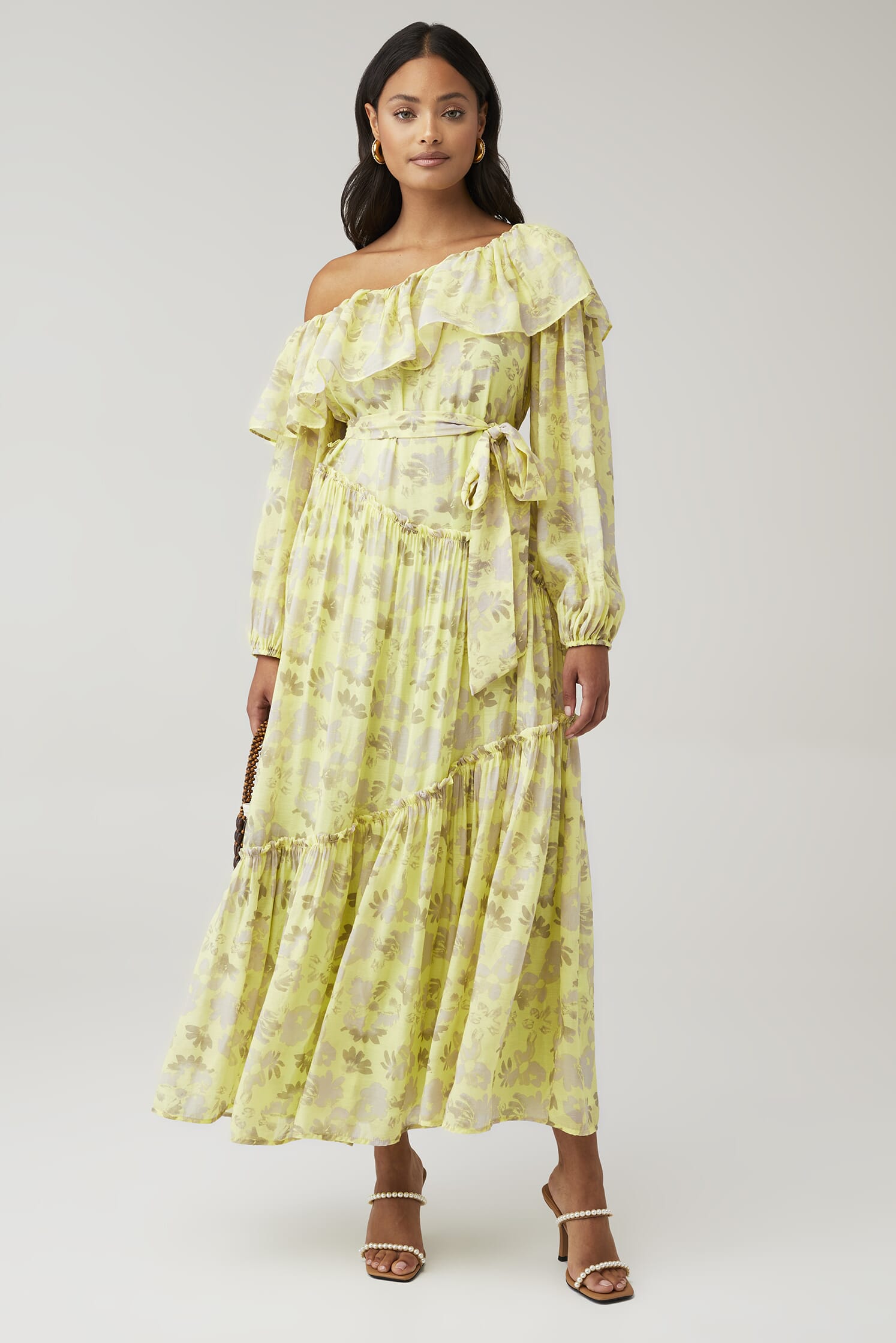 astr silk dress ASTR the Label | Araxie Satin Off-Shoulder Godet Midi Dress in Pink