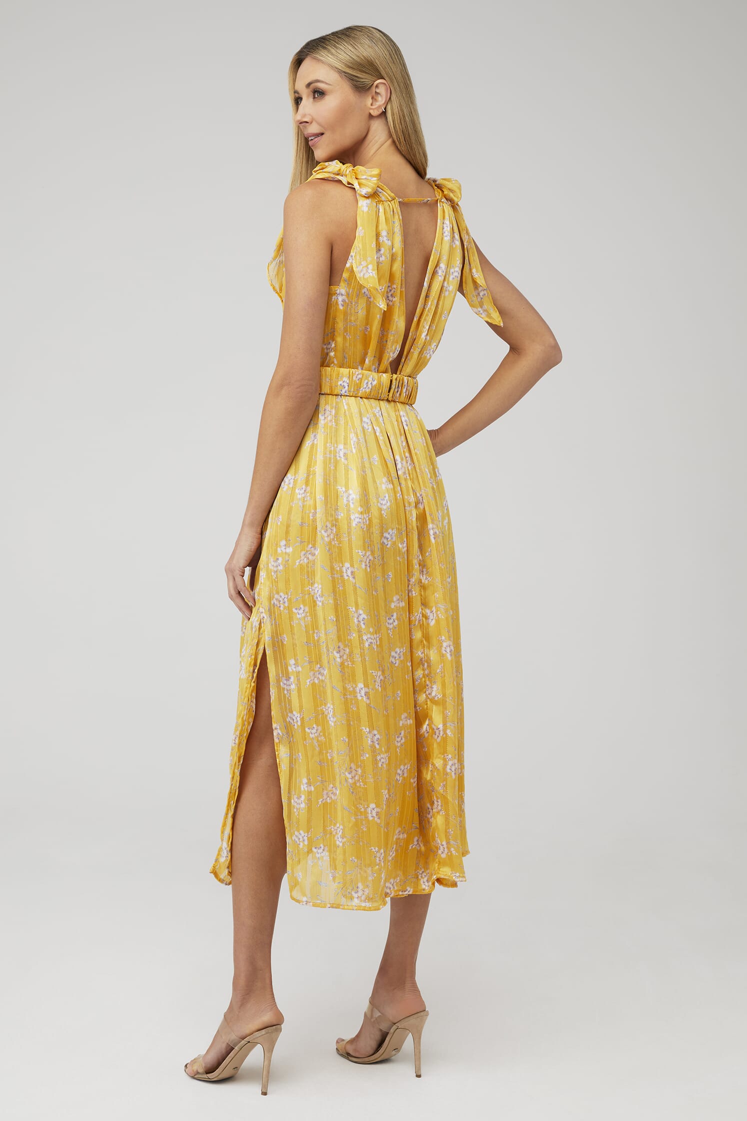 SABINA MUSAYEV | Kimber Dress in Yellow Floral Chiffon Lurex| FashionPass