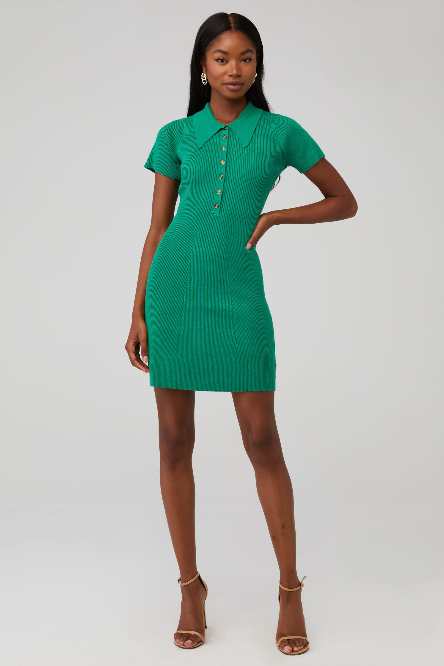 Araminta James Knit Short Sleeve Mini Dress In Spring Green Fashionpass 