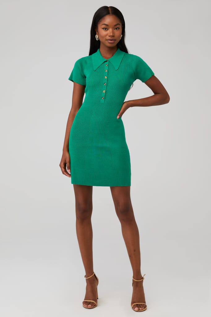 Araminta James | Knit Short Sleeve Mini Dress in Spring Green| FashionPass