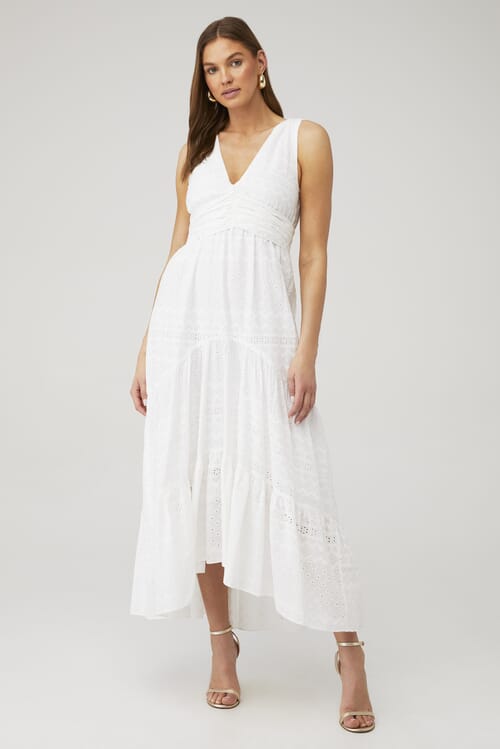 Leandra fashion cotton eyelet midi dress