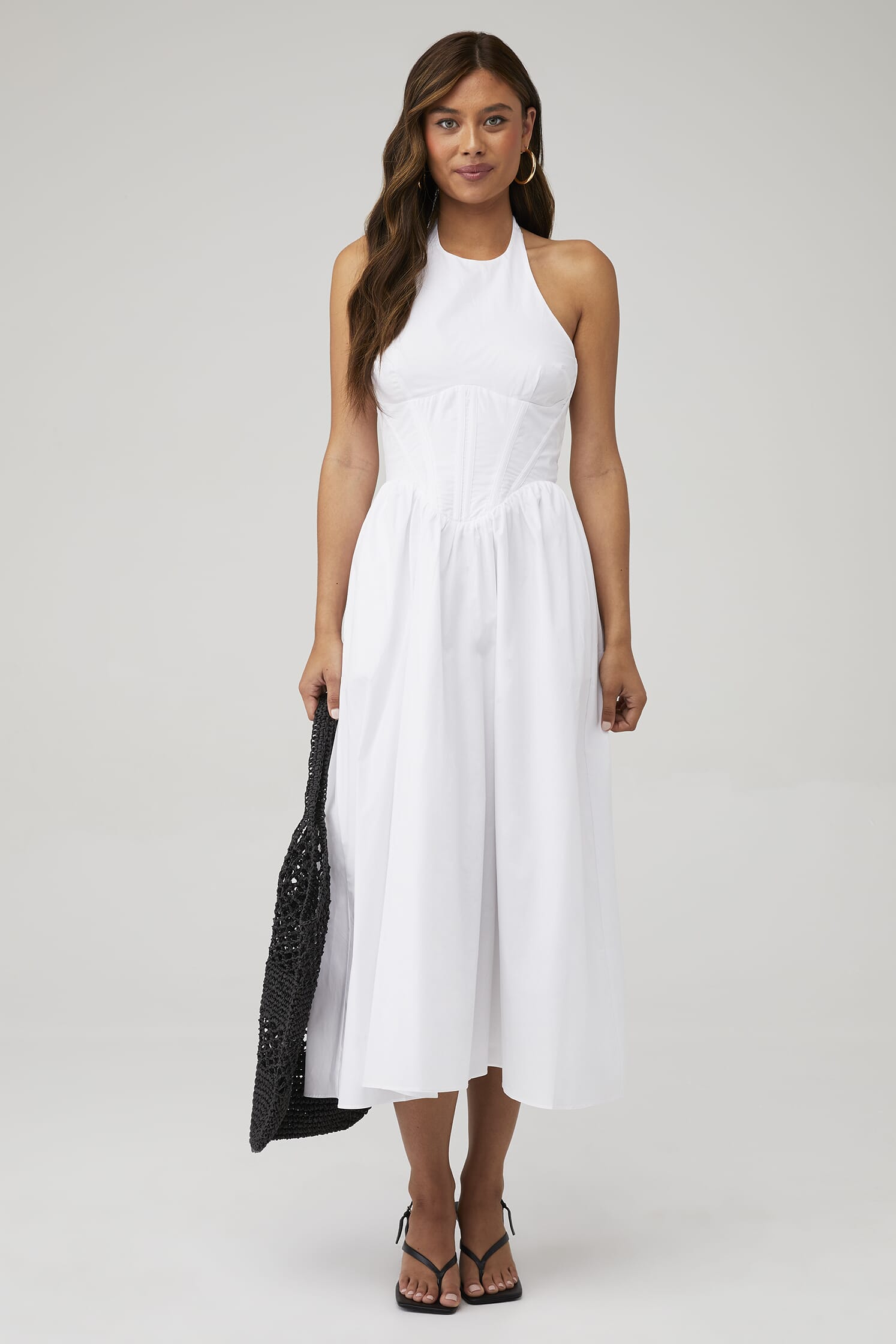 knee length dresses for ladies Kylen Poplin Midi Dress main image 1