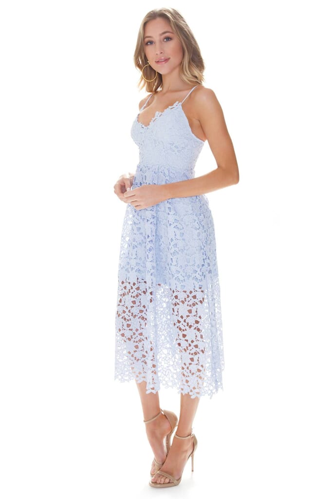ASTR Lace A Line Midi Dress in Periwinkle