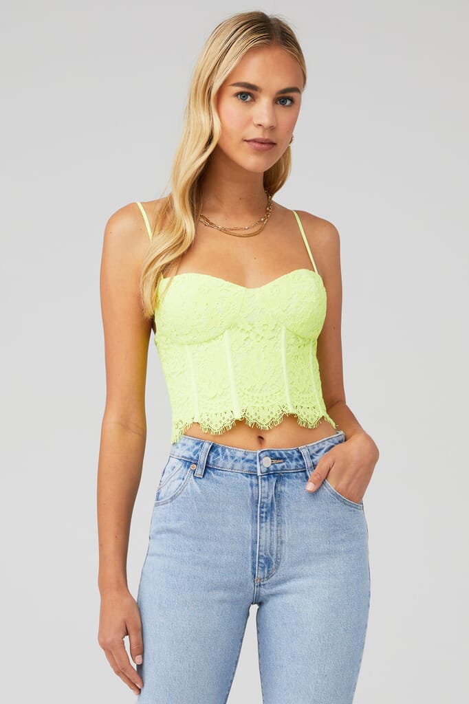 CORSET LACE シャツ LIME Ivory-Frill-Double-Lace-Up-