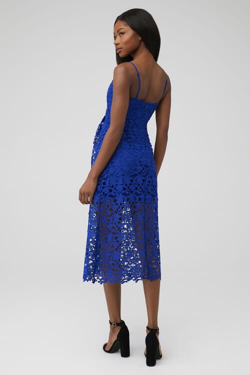 ASTR | Lace A Line Midi Dress in Cobalt| FashionPass