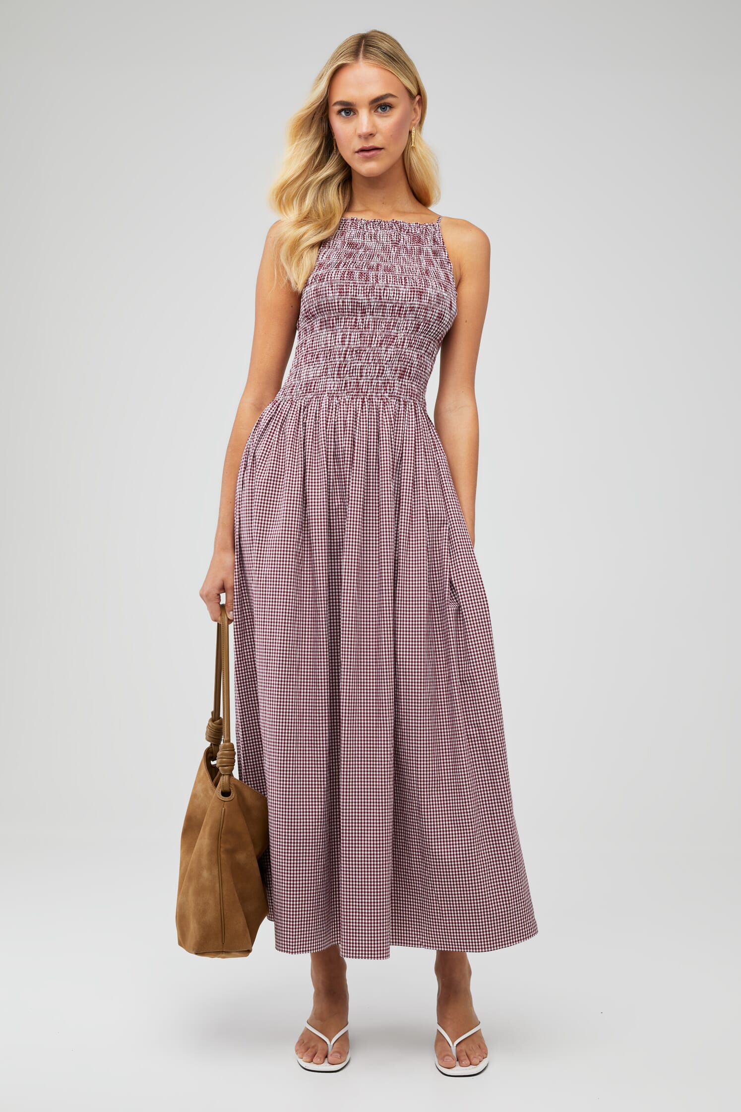 FAITHFULL THE BRAND | Laia Maxi Dress in Gingham Deep Red| FashionPass